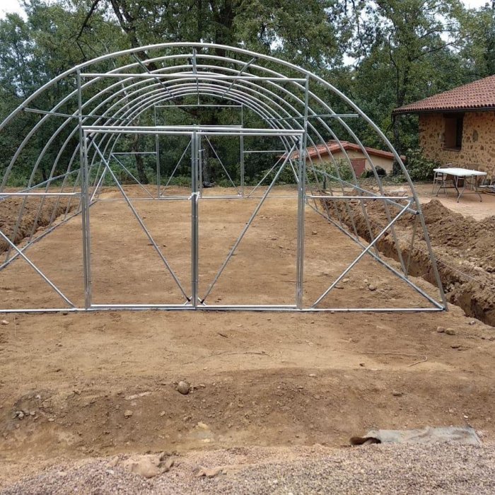 Structure renforcée à double porte de la serre Série A